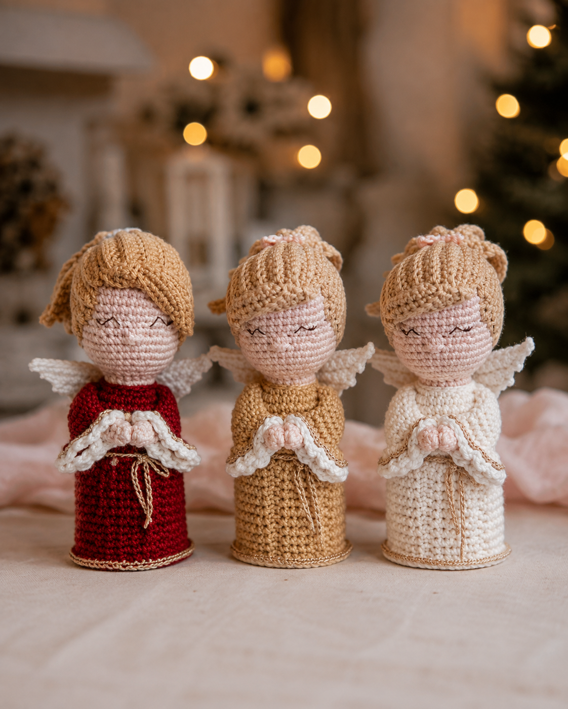Anjinhas em amigurumi da Coleção Natal THM